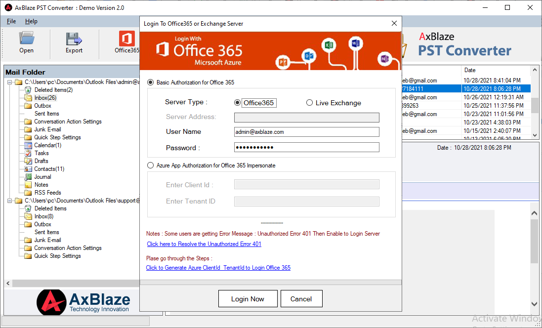 PST to O365 Migrate Option